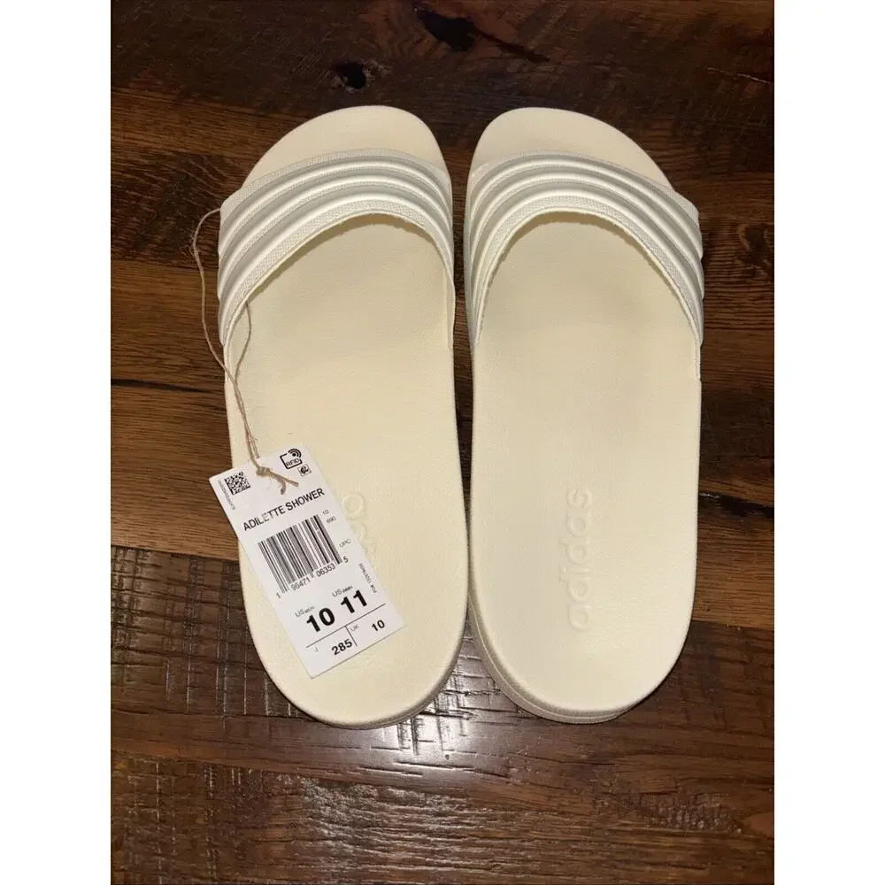 NWT Adidas Adilette Shower Off White Women 11 Men 10 Slip On Slides IG8776